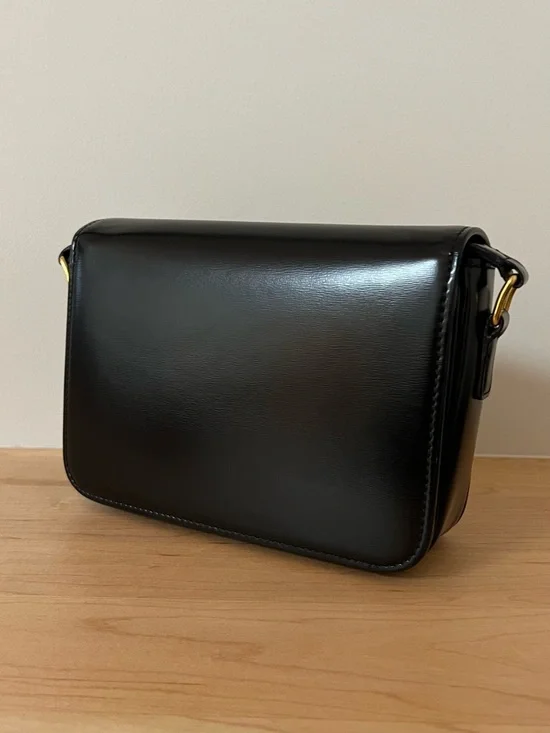 Authentic Celine Teen Triomphe Bag Black Shiny Calfskin - Picture 4 of 14